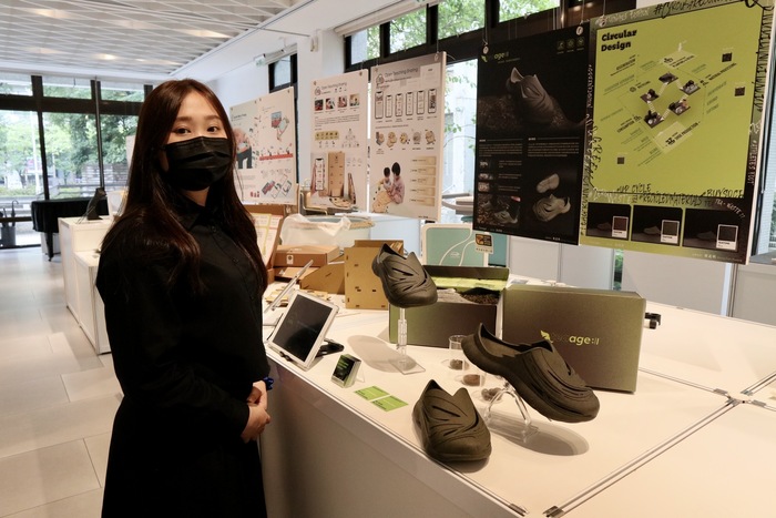 Leung Sze-pui designed sustainable footwear, “Teaage”, made from repurposed tea grounds