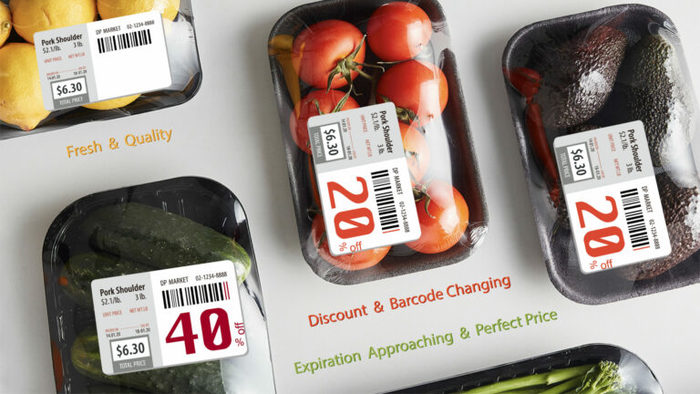 Barcodiscount designed stickers that would change colors and numbers to reduce waste for supermarkets. (Photo courtesy of Barcodiscount/James Dyson Awards)